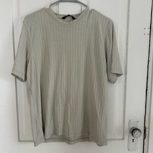 artis Short Sleeve Ribbed Crew Neck Tee - Light Beige